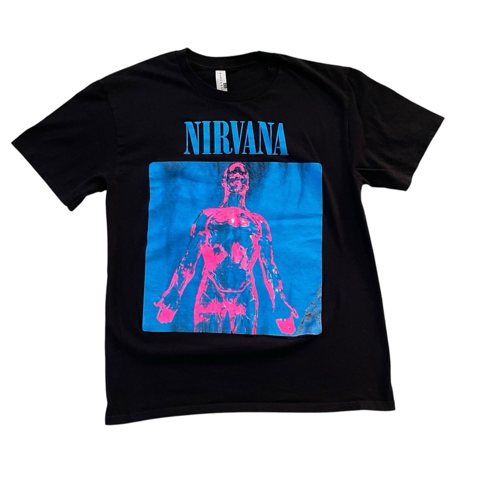 Nirvana Band Black Pink Blue In Utero Album Tee Shirt Size L